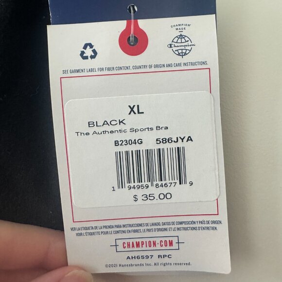 Champion Women's The Authentic Script Logo Sports Bra Black XL NWT - Picture 9 of 9